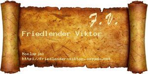 Friedlender Viktor névjegykártya